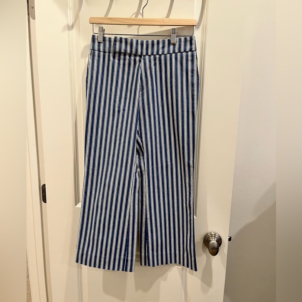 Marni Navy and White Striped Trousers